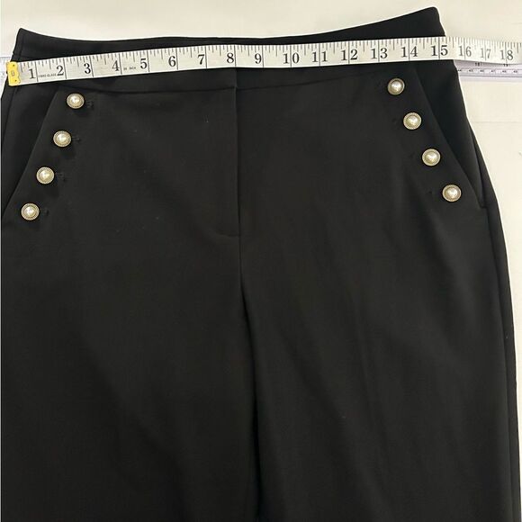 White House Black Market Black Sailor Style Pearl Button Boot Cut Pants Size 6 - Picture 4 of 12